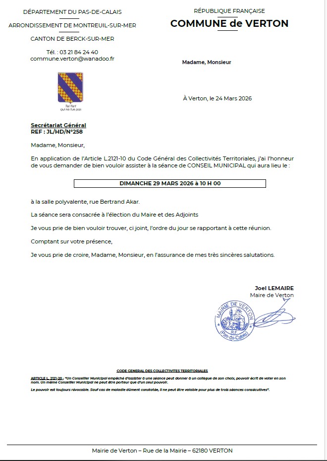 conseil du 29 mars 2026